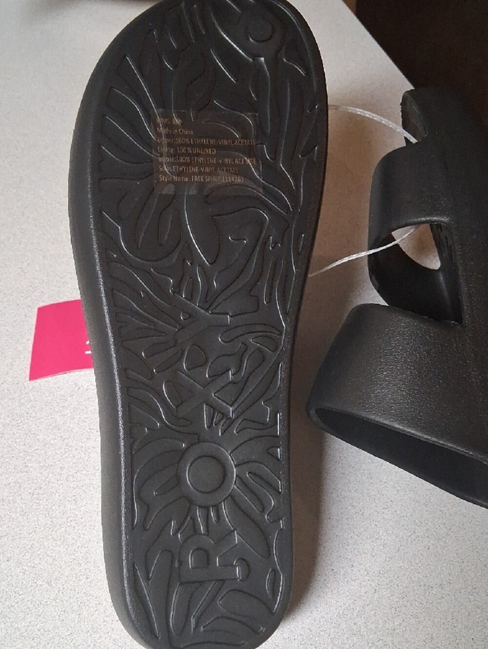 BNWT Roxy Women’s Black Double-Band Slide Sandals SIZE 8 - Picture 5 of 5